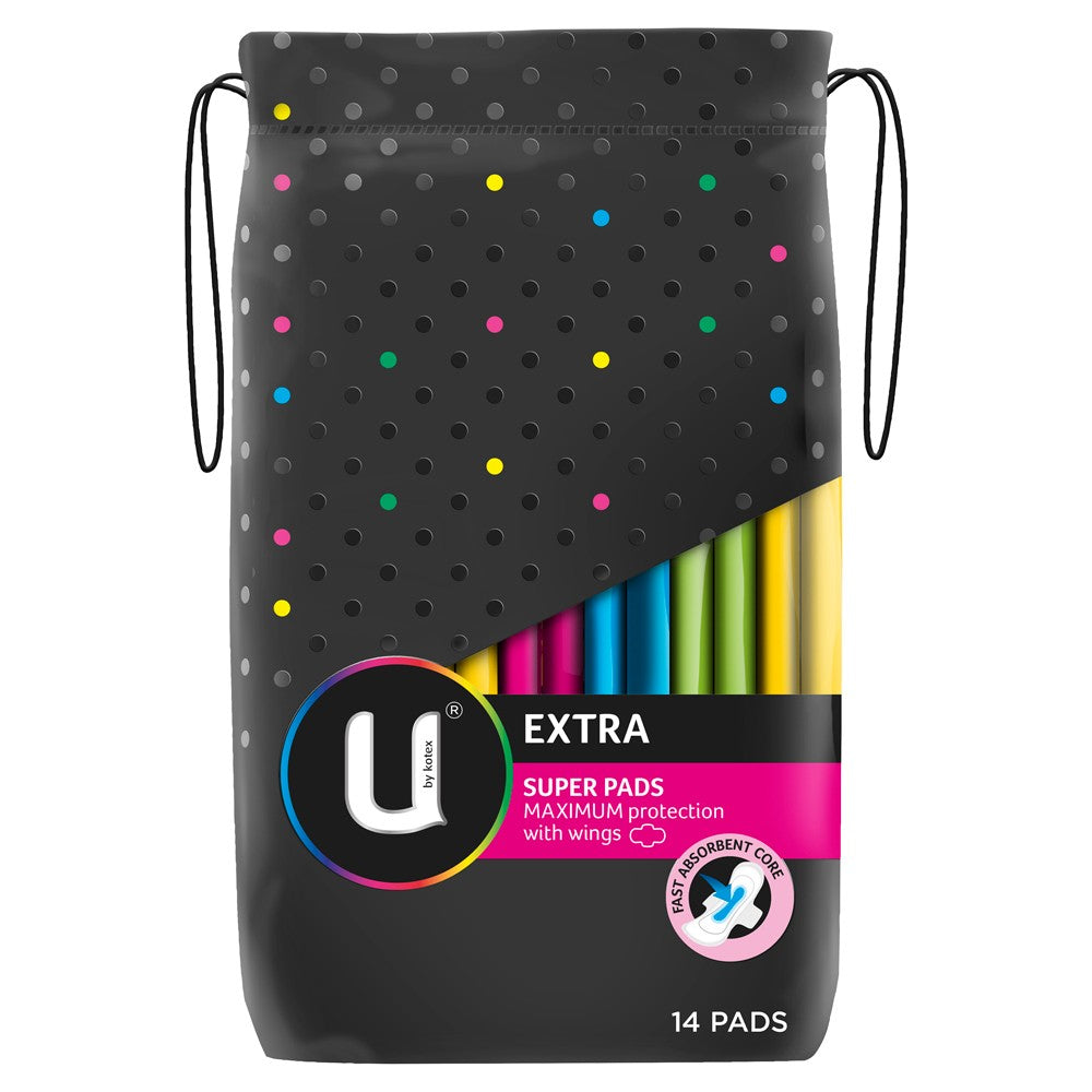 U By Kotex Maxi Pads Super with wings 14 Pack