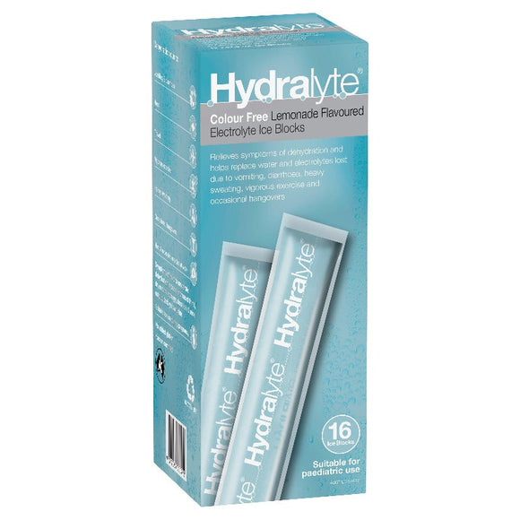 Hydralyte Ice Block 16 Pack (Colour Free Lemonade)
