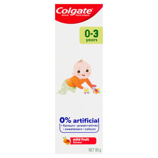 Colgate Kids Anticavity Fluoride Toothpaste 0-3 Years Mild Fruit Flavour 80g