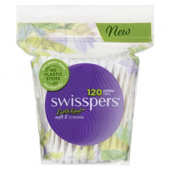 Swisspers Cotton Tips Earthkind Plastic Free 120