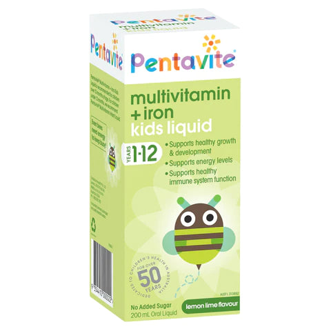 Pentavite Liquid Multivitamins with Iron for Kids 1 12 years 200mL