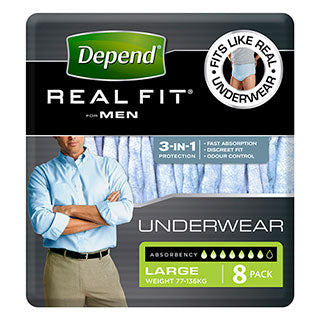 Depend Real Fit Underwear Mens 8 Pack (Large)