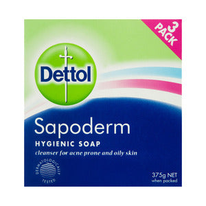 Dettol Sapoderm Hygienic Soap 3 Pack 375g