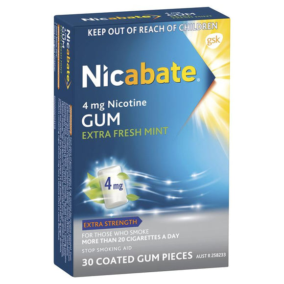 Nicabate 4mg Nicotine Gum Extra Fresh Mint