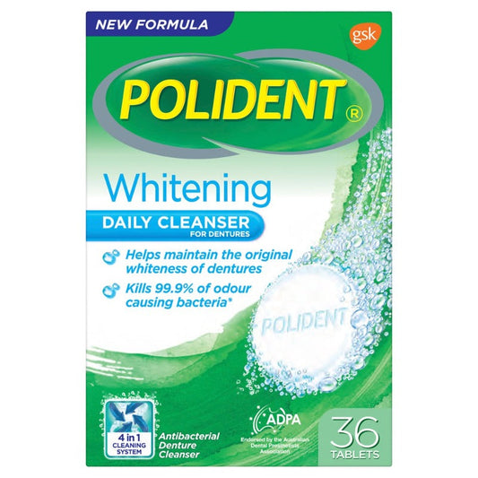 Polident Whitening Daily Cleanser For Dentures 36 Tablets