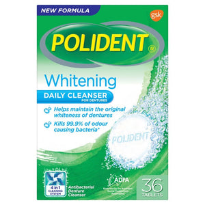 Polident Whitening Daily Cleanser For Dentures 36 Tablets