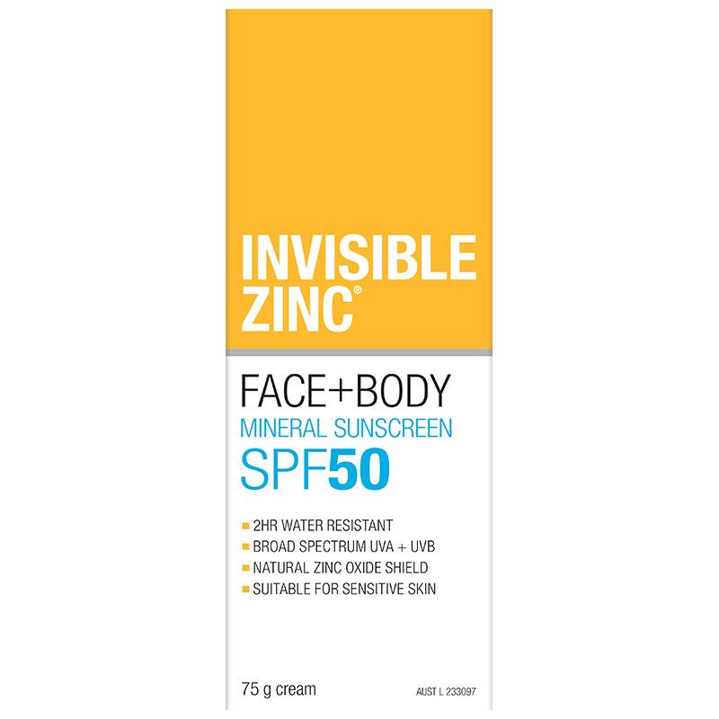 Invisible Zinc Face + Body Mineral Sunscreen SPF50 75g