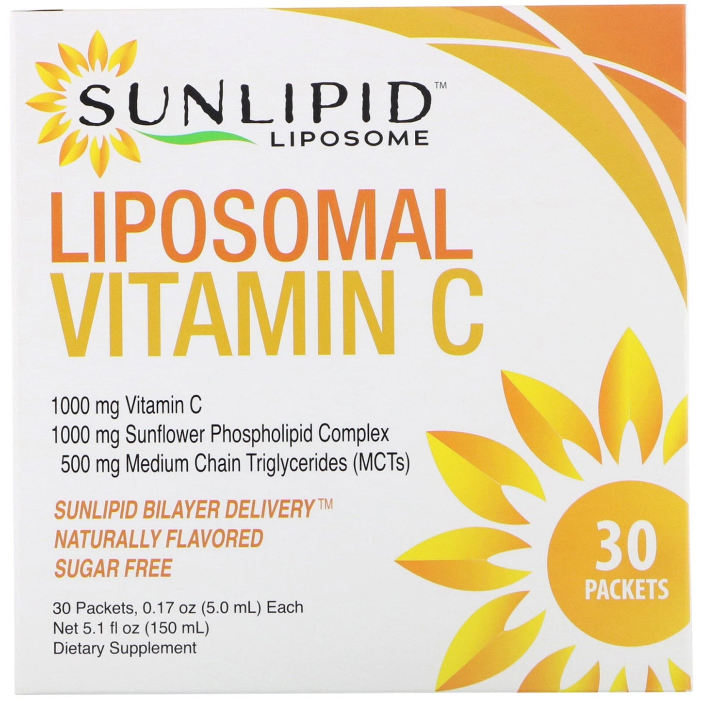 SunLipid, Liposomal Vitamin C, Naturally Flavored, 30 Gel Sachets (5mL each)