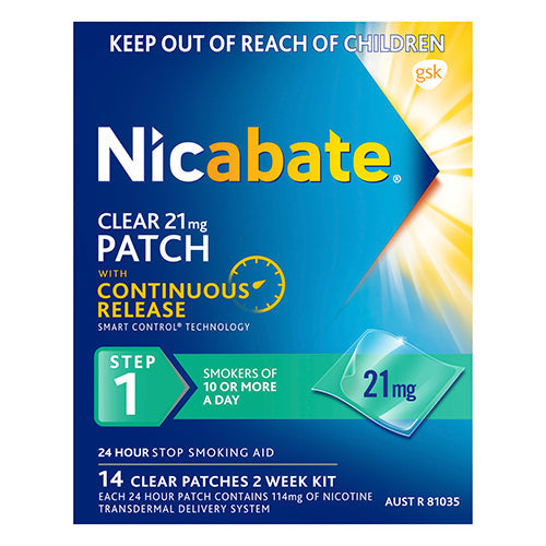 Nicabate Clear Patch 21mg 7 Patches Step 1